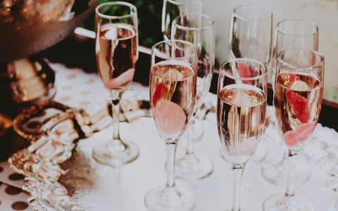 Champagne glasses on a table for an event at Woodlands Hotel Sidmouth